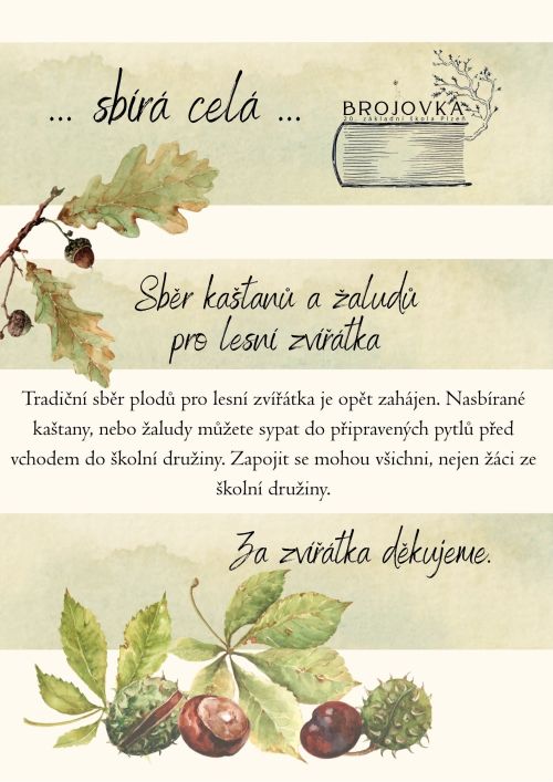 Sběr kaštanů a&nbsp;žaludů pro&nbsp;lesní zvířátka